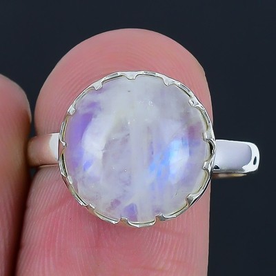 Regenbogen Regenbogen Mondstein Edelstein 925��massiv��Silber Schwester Cluster Ring Schmuck