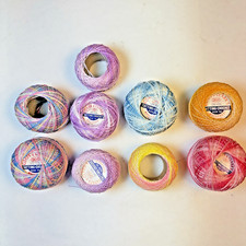 Coats  Clark 70 Tatting Crochet Thread Variegated Shaded Rainbow Partial Rolls