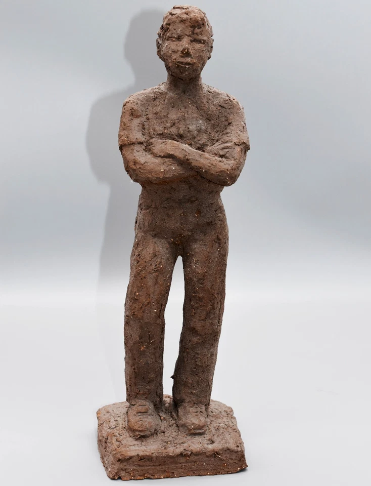 große moderne Ton- Statue Skulptur Brutalismus Atelier- Kunstwerk signiert H39cm - Bild 1 von 4