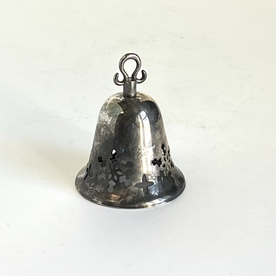 Silver Plated 1997 Christmas Bell Snowflake Cutouts W/Clapper Beautiful Patina