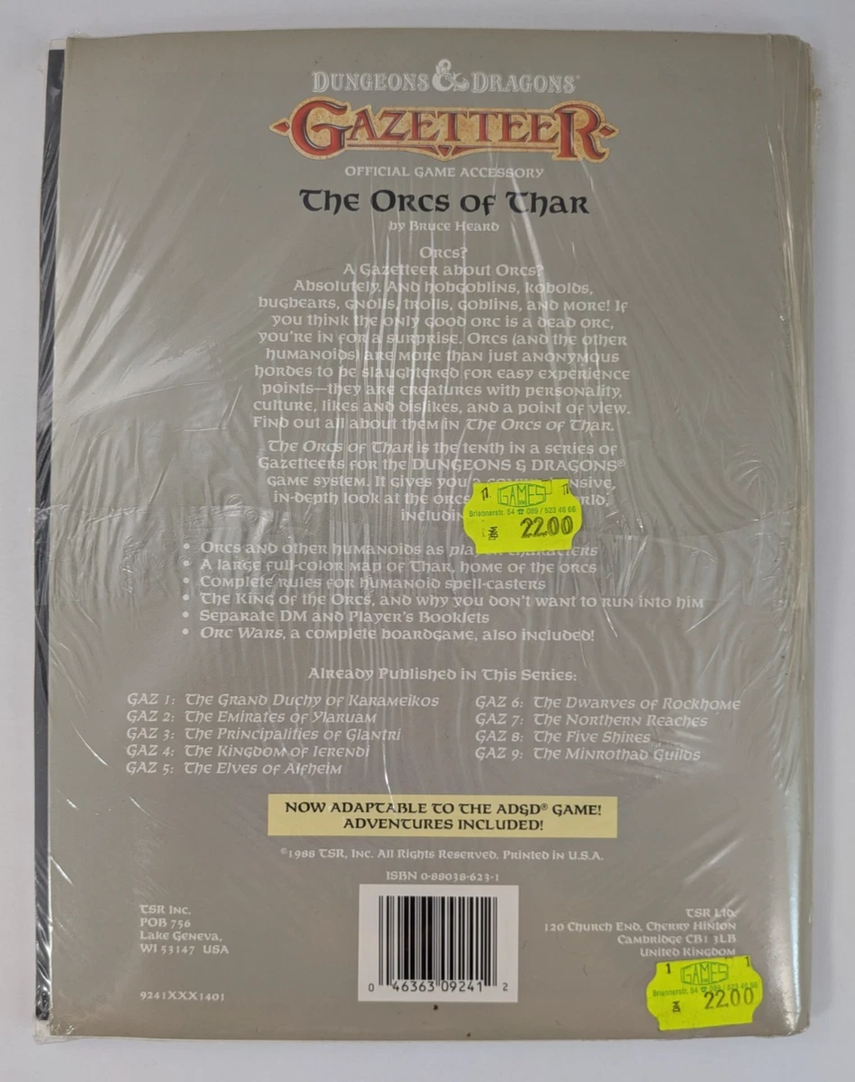 Neu ⭐ D&D - Gazetteer - The Orcs of Thar 9241 Dungeons & Dragons 1988 TSR