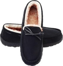 Men's Memory Foam Moccasin Slippers Warm Plush Indoor Outdoor House Shoes Gift