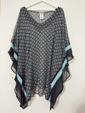Michael Kors Women's Chain Print Sheer Chiffon Tunic M/L Geometric Blouse NWT