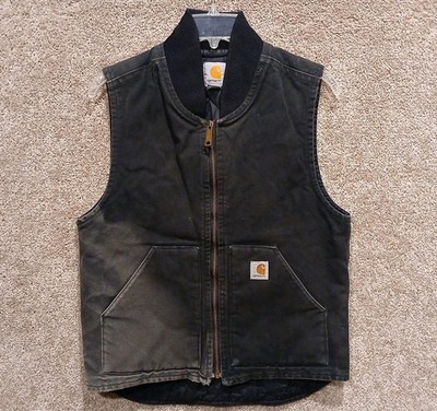 Vintage Carhartt Duck Vest Black V01 Size Small Made in USA