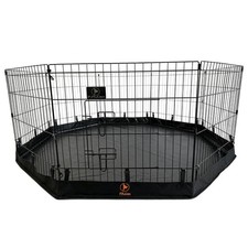 Puppy Playpen with Bottom Pad and Door, 8 Panels 24" H, Black