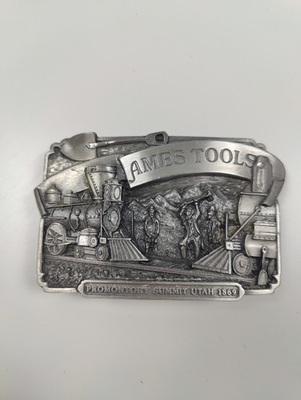 #ad #ad Ames Tools Belt Buckle Promontory Summit Utah Train Railroad 1982 LE #1668 $9.29