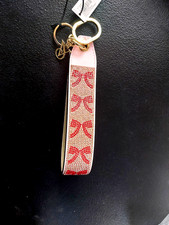 NWT VICTORIA'S SECRET WRISTLET STRAP Rhinestone Bows Red Bows Bling Keychain