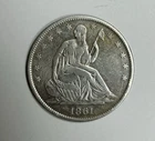 1861 Seated Liberty Half Dollar 50c US Civil War Silver Coin