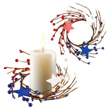 4th of July Candle Rings Set 2-4 Inch Red White Blue