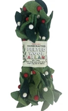 Trader Joe's Handcrafted Felted Wool Mistletoe Garland 9ft Christmas NEW