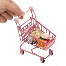 Mini Shopping Cart, Tiny Shopping Cart Supermarket Handcart, Rose Red