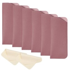 6 Pcs 3x6.9" Leather Eyeglass Cases with 2 Cleaning Clothes, Purple