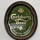 Vintage Carlsberg Beer Sign Mirror with Wood Frame Copenhagen Denmark