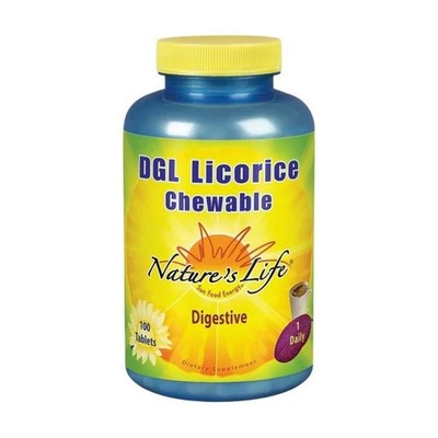 DGL Licorice Chewable 100 Tabs 380 mg by Nature's Life