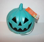 Hyde and Eek 8" Lit Pumpking Jack O Lantern Blow Mold Lighted LED Teal Blue