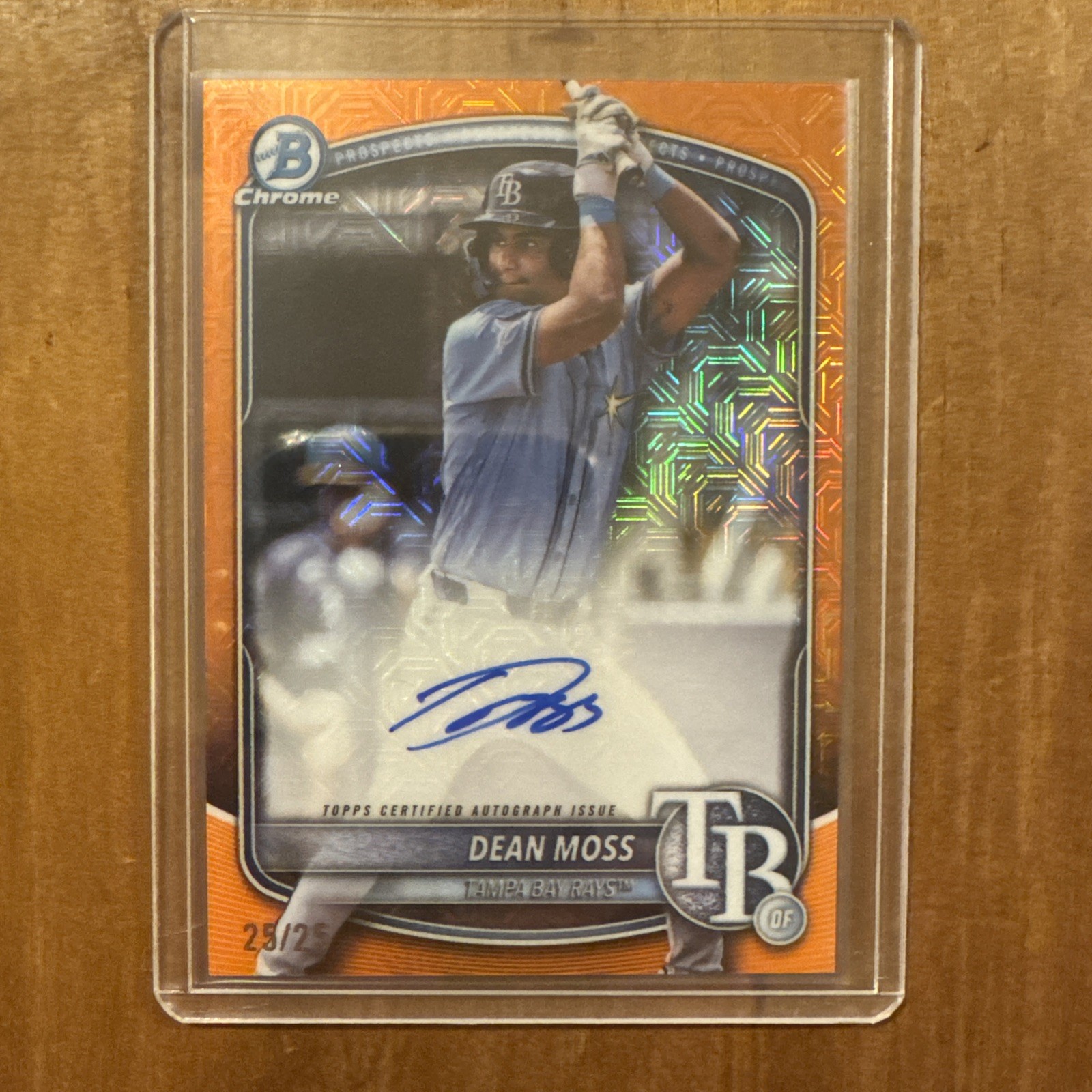 2025 Bowman Draft #BMA-DM Dean Moss  Chrome Mojo Orange Auto #25/25 TB Rays
