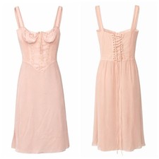 House of CB London Pink Corset Lace Up Midi Dress Size L