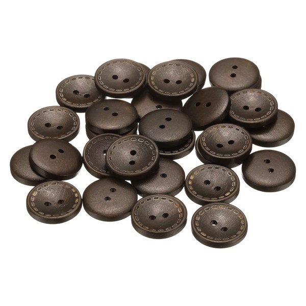 30Stk HolzknöPfe Zum NäHen,20Mm,2 LöCher,Rund,FüR Kleidung,Dunkelbraun-image