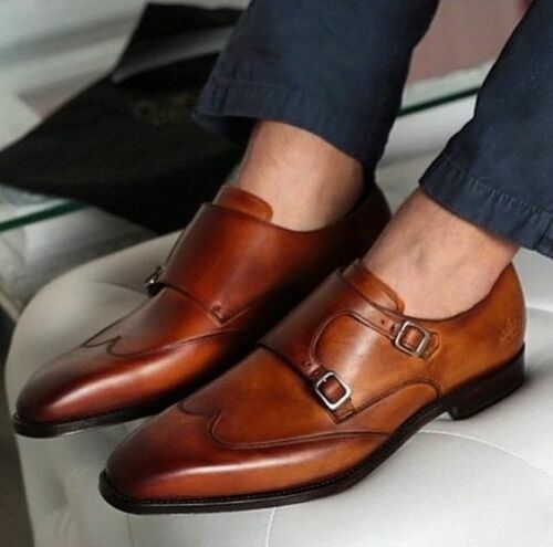 Men Bespoke Handmade Shoes Tan Leather 