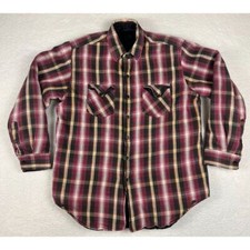 Vtg Dakota Shacket Mens Large Flannel Plaid Quilted Insulated Shirt Jacket Work