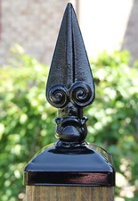 Wrought Iron Roman Spear 4x4 wood post cap, fence top, Fence Finial End Cap