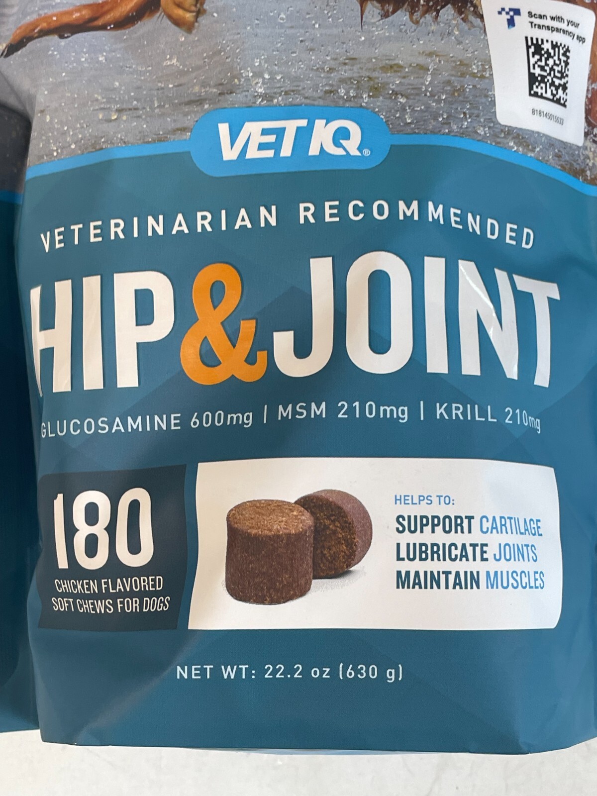 VetIQ Maximum Strength Hip and Joint Chews Supplement for Dogs {180 ct