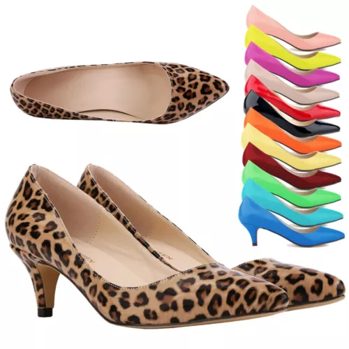 Scarpe da ufficio chic da donna tacco medio basso tacco slip on décolleté scarpe da lavoro taglia - Foto 2 di 49