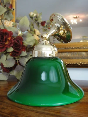 AURUM DE43541249 Wandlampe Jugendstil Deckenlampe Messing Antik Bankerlampe Glas Art déco Grün