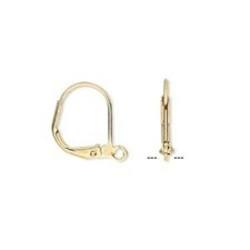 10 Gold 14K Plated Brass Round Leverback Earwires Earring Hooks Findings