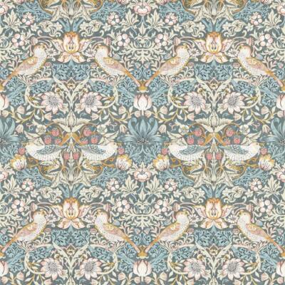 William Morris Design Strawberry Thief Tapete Slate Blush Paste The Wall