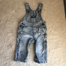 Vintage Oshkosh B  Gosh Size 3-6 Months Acid Wash Jeans Classic Overalls Vestbak