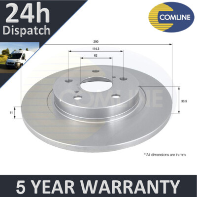 Fits Toyota Avensis 2008-2018 1.6 D 1.8 2.0 2.2 Comline Rear Brake Disc #1