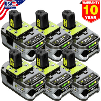 6Pack 18Volt 8.0ah 12.0ah Lithium-Ion Battery For Ryobi 18V One Plus P108 P107