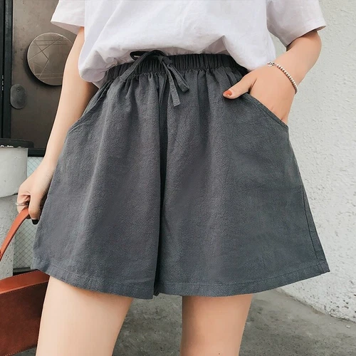 Lady Women Cotton Linen Baggy Shorts Pants Casual Wide Leg Oversized Summer Cute - Bild 15 von 21