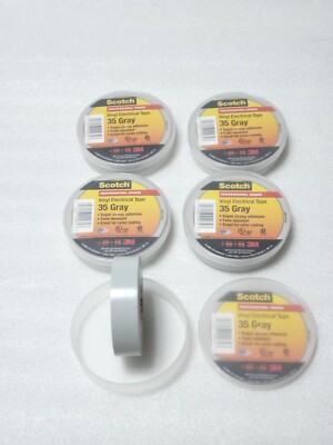 5 ROLLS - Scotch 00072  3M 3/4 x 66ft Gray Vinyl Color Coding Electrical Tape 