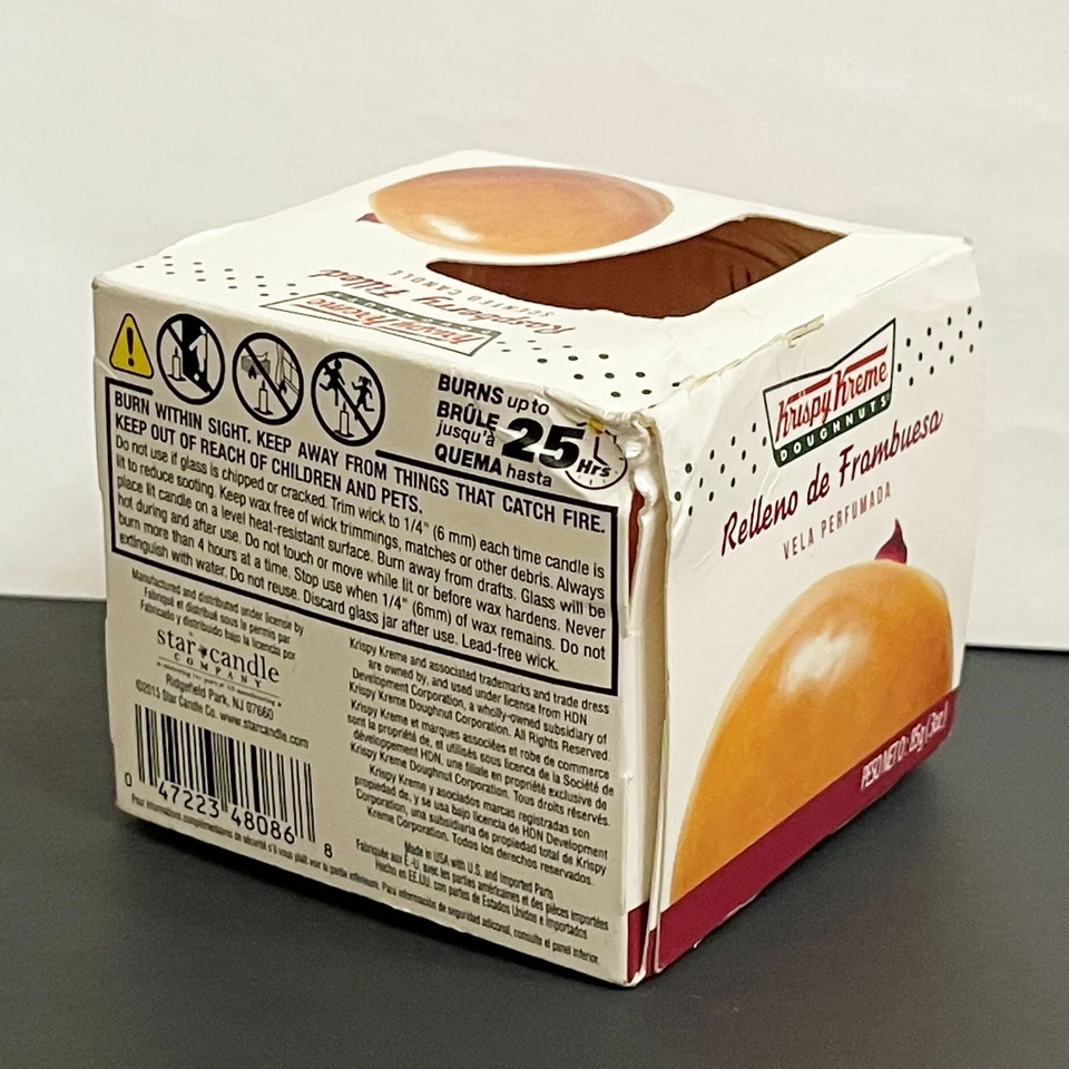 Krispy Kreme Donuts RELLENO DE FRAMBUESA VELA 3 OZ Nuevo en Caja Dañada Foto 3 de 4