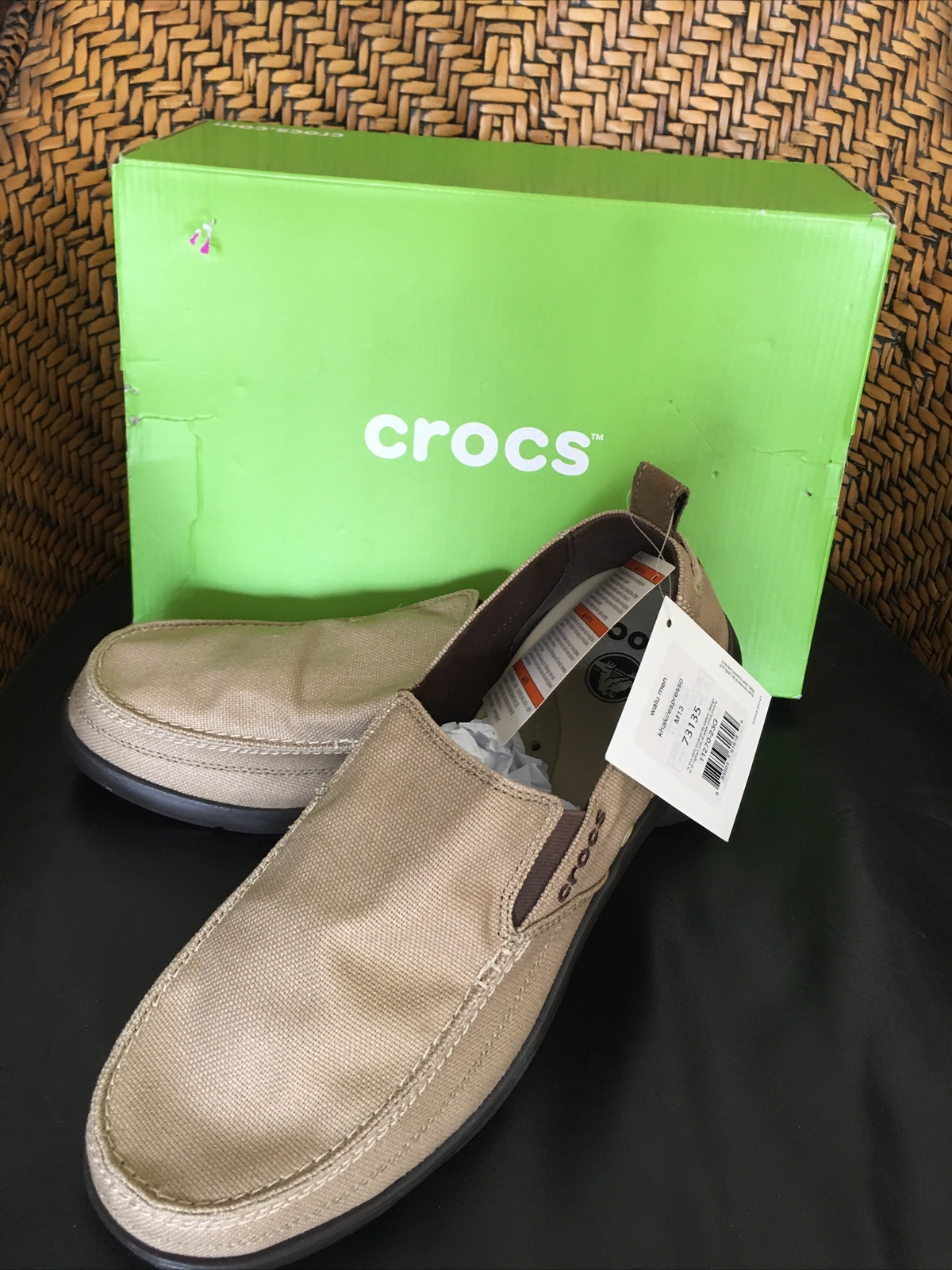 crocs mens canvas slip on shoes