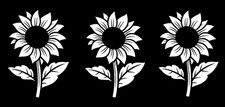 Sunflowers Three Pk 4" White Vinyl Decals Car Truck Camper Windows Tablet Laptop