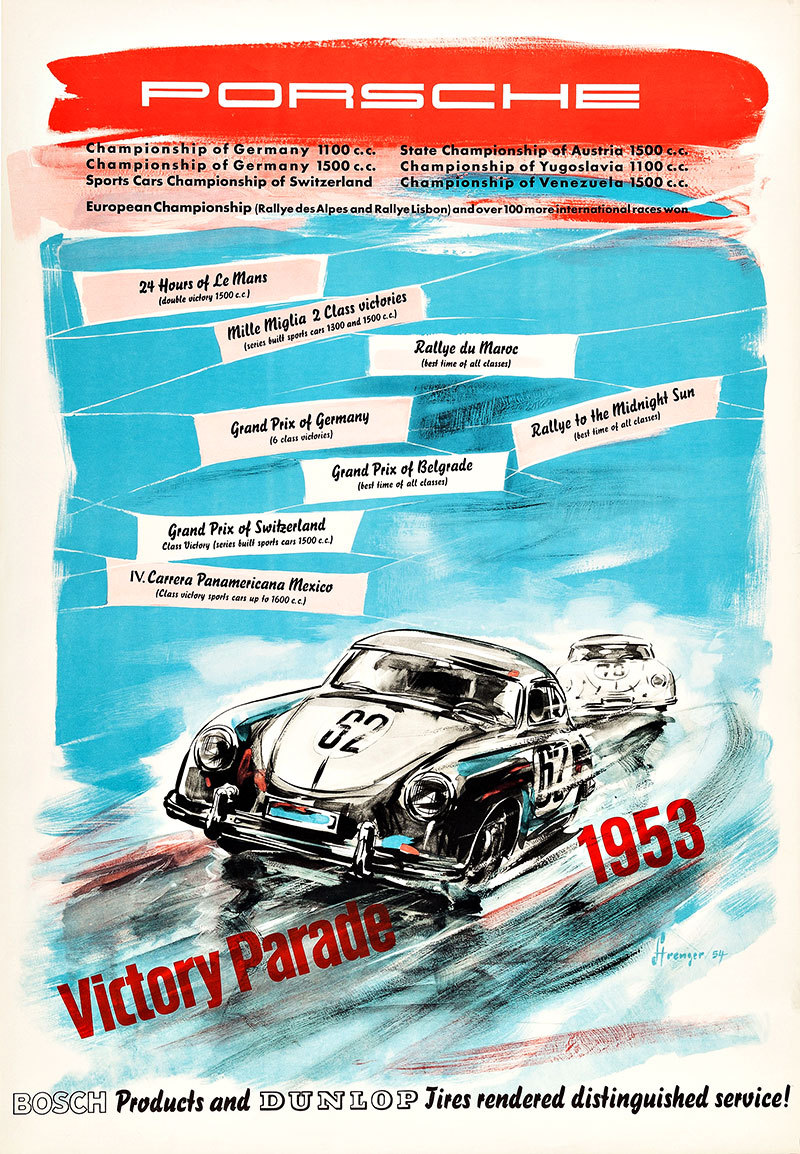 1954 Porsche Victory Poster By Erich Strenger A1 High Quality