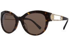 Versace VE4389F 108/73 Sunglasses Women's Havana/Dark Brown Lenses Cat Eye 55-mm