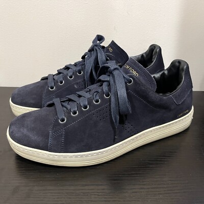 $990 TOM FORD Warwick 7 US Blue Low Top Suede Sneakers J1045T