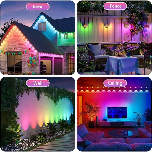 50ft Permanent RGBIC Outdoor Lights Smart LED Eaves Lights Scene Mode Music Sync - Picture 15 of 15