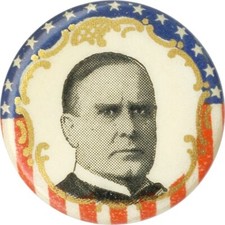 1896 William McKinley Stars & Stripes Border Portrait Pinback