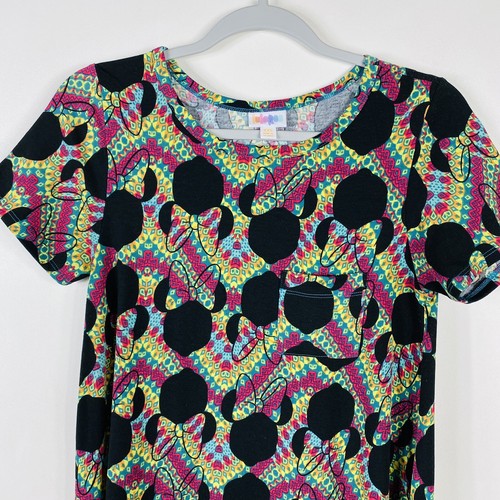 LuLaRoe Size XXS Minnie Mouse Carly Dress Short Sleeve High Low Pocket - Picture 3 of 5