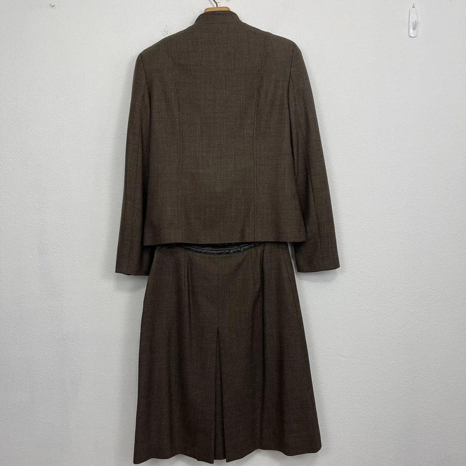 Harolds Mujer Carrera Falda Traje Chaqueta Talla 6-8 Marrón Mezcla Lana Italiana Foto 4 de 4