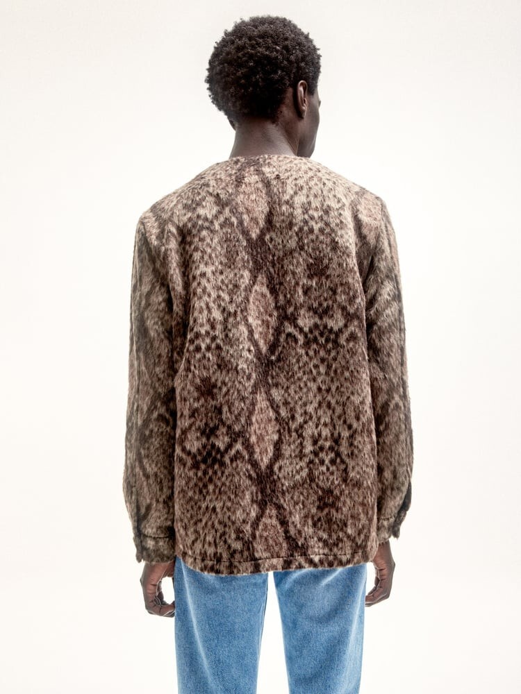 Sefr Jurg Shaggy Knit V Neck Snake Print Cardigan X1204 Size Large