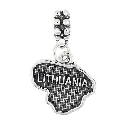 STERLING SILVER TEXTURED COUNTRY MAP OF FINLAND DANGLE BEAD CHARM