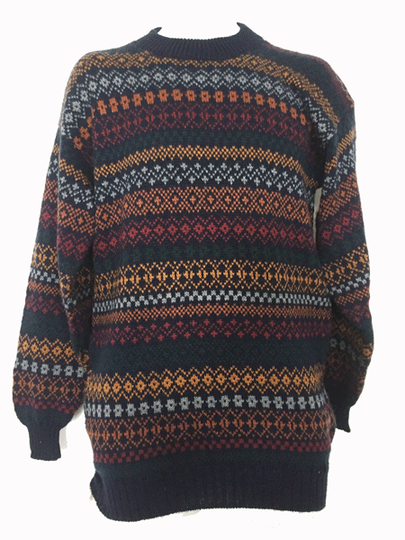 WHOLESALE LOT OF 10 ALPACA INTAG CREWNECK SWEATERS WITH PATTERN ALL OVER 7V