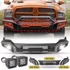 Steel Front Bumper For 2013 2014 2015 2016 2017 2018 Dodge Ram 1500 w/LED Lights