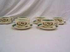 Lot of 6 Sets Homer Laughlin Pottery Rhythm "Farmers Home" Cups & Saucers VGC